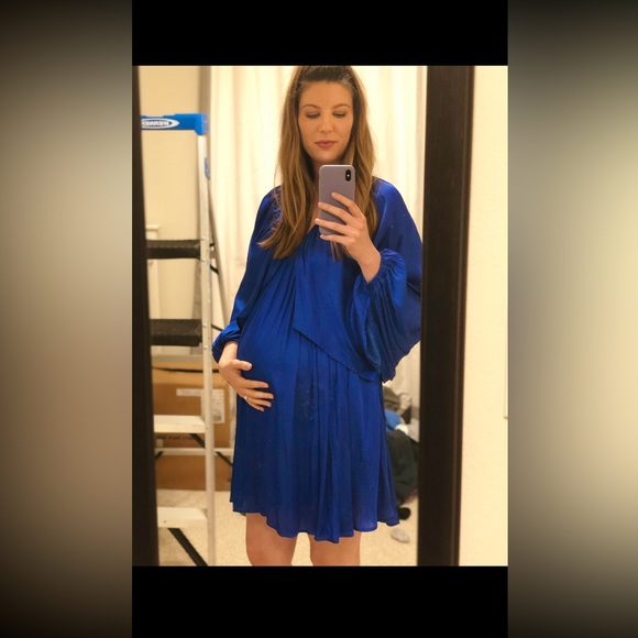 Vici “Flying Colors” satin babydoll dress-Blue - Picture 3 of 5